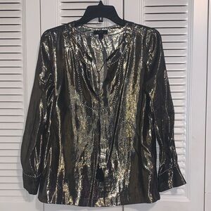 J. Crew Shimmering Gold Long Sleeve Blouse